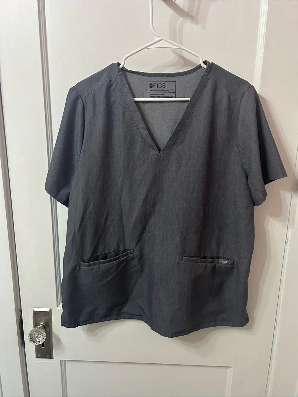 FIGS Charcoal Gray V-Neck Medical Scrub Top
